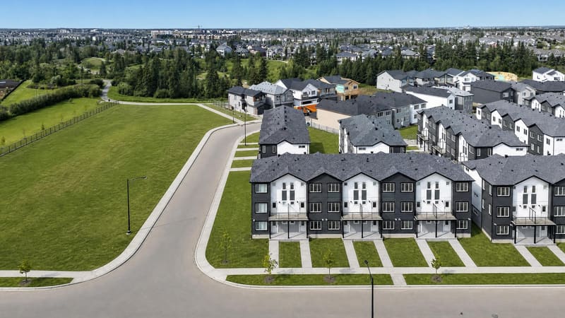 Aerial view beside open green space
