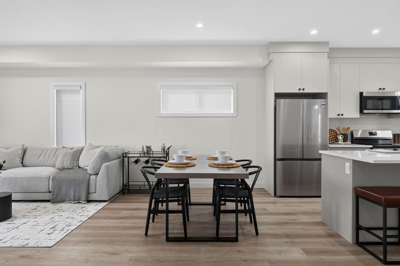 Open-concept living and dining