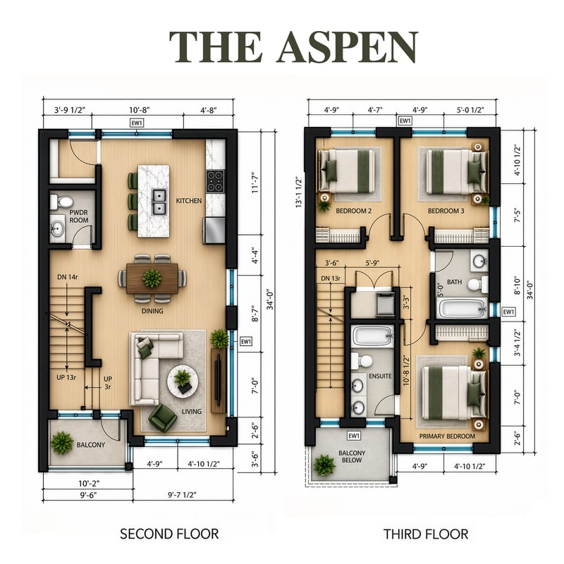 The Aspen two-floor plan preview